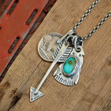 Load image into Gallery viewer, Sonoran Mountain turquoise Thunderbird + Arrow Reworked Necklace