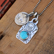 Load image into Gallery viewer, Nacozari Turquoise + Sterling Silver Skull Dog Tag Necklace