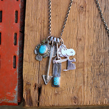 Load image into Gallery viewer, VINTAGE Snoopy with Sierra Bella turquoise Bar Pendant + Thunderbird Reworked Necklace