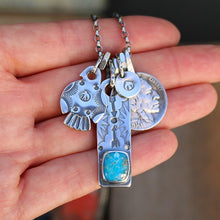 Load image into Gallery viewer, Sierra Bella turquoise Bar Pendant + Thunderbird Reworked Necklace