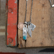 Load image into Gallery viewer, Bandits Mine turquoise bar pendant + thunderbird Reworked Necklace