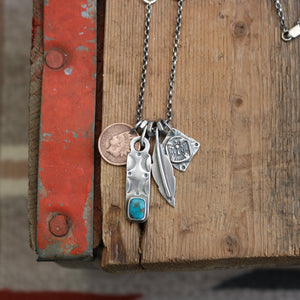 Bandits Mine turquoise bar pendant + thunderbird Reworked Necklace