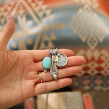 Load image into Gallery viewer, Pilot Mountain Turquoise Pendant + White Buffalo Feather Pendant Reworked Necklace