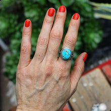 Load image into Gallery viewer, Emerald Valley Turquoise + Sterling Ring - UK O / US 7