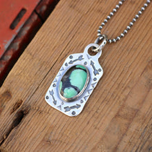 Load image into Gallery viewer, Rose Emerald Variscite Sterling Silver Dog Tag Necklace