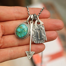 Load image into Gallery viewer, Sonoran Mountain turquoise Pendant + Sterling Silver Thunderbird Reworked Necklace