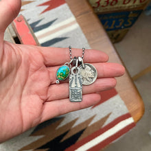 Load image into Gallery viewer, Sonoran Mountain turquoise Pendant + Thunderbird Bar Pendant Reworked Necklace