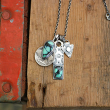 Load image into Gallery viewer, Emerald Rose Variscite Bar Pendant + Arrow Pendant Reworked Necklace
