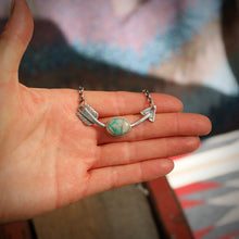 Load image into Gallery viewer, Sterling Silver + Carico Lake Turquoise Arrow Necklace