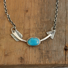 Load image into Gallery viewer, Sterling Silver + Nacozari Turquoise Arrow Necklace
