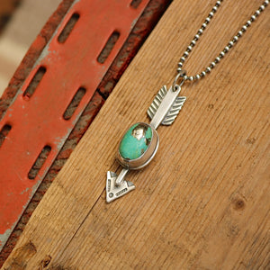 Sterling Silver + Nacozari Turquoise with Pyrite Arrow Necklace