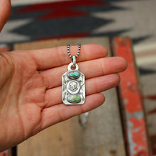 Load image into Gallery viewer, Pilot Mountain turquoise + Sterling Silver Skull Dog Tag Necklace