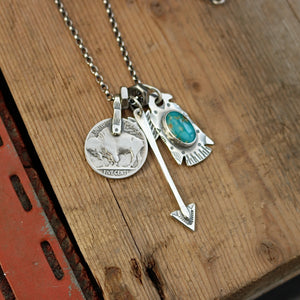 Bandits Mine turquoise Thunderbird + Arrow Reworked Necklace