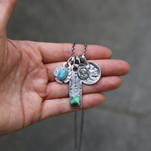Load image into Gallery viewer, Sonoran mountain turquoise Bar Pendant + Sierra Bella Turquoise Thunderbird Reworked Necklace