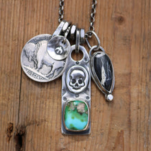 Load image into Gallery viewer, Sonoran Mountain turquoise Bar Pendant + White Buffalo Pendant Reworked Necklace