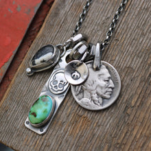 Load image into Gallery viewer, Sonoran Mountain turquoise Bar Pendant + White Buffalo Pendant Reworked Necklace