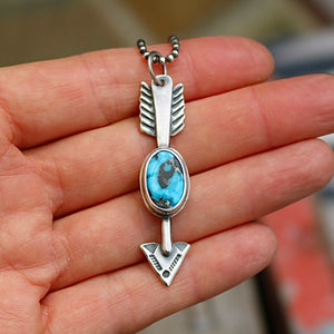 Sterling Silver + Blue Moon Turquoise Arrow Necklace