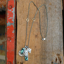 Load image into Gallery viewer, Emerald Rose Variscite Bar Pendant + Arrow Pendant Reworked Necklace