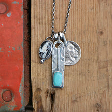 Load image into Gallery viewer, Pilot Mountain turquoise Bar Pendant + White Buffalo Pendant Reworked Necklace