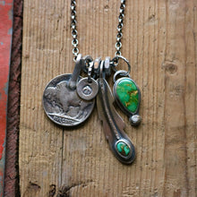 Load image into Gallery viewer, Sonoran Mountain turquoise Feather + Pendant Reworked Necklace