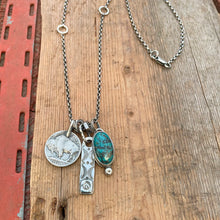 Load image into Gallery viewer, Apache Nugget turquoise Pendant + Buffalo Nickel Reworked Necklace
