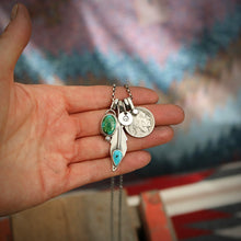 Load image into Gallery viewer, Sonoran Mountain Turquoise Pendant + Sierra Bella Turquoise Feather Pendant Reworked Necklace