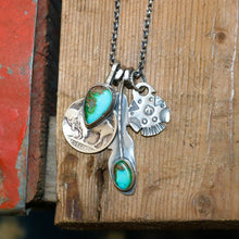 Load image into Gallery viewer, Sonoran Mountain turquoise Feather Pendant + Sterling Thunderbird Reworked Necklace