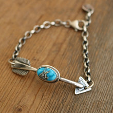 Load image into Gallery viewer, Sterling silver Arrow + Sierra Bella Turquoise Bracelet