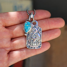 Load image into Gallery viewer, Sterling Silver Thunderbird Dog Tag + Sierra Bella turquoise Necklace