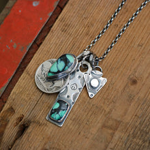 Load image into Gallery viewer, Emerald Rose Variscite Bar Pendant + Arrow Pendant Reworked Necklace