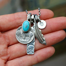 Load image into Gallery viewer, Nacozari turquoise + Buffalo Nickel with Bar Pendant Reworked Necklace