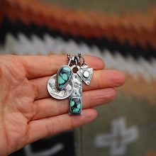 Load image into Gallery viewer, Emerald Rose Variscite Bar Pendant + Arrow Pendant Reworked Necklace
