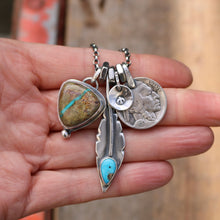 Load image into Gallery viewer, Royston Ribbon Turquoise Pendant + Sierra Bella Feather Reworked Necklace