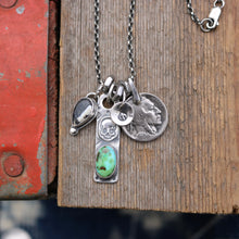 Load image into Gallery viewer, Sonoran Mountain turquoise Bar Pendant + White Buffalo Pendant Reworked Necklace