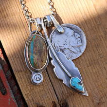Load image into Gallery viewer, Royston Turquoise Pendant + Sierra Bella Feather Pendant Reworked Necklace