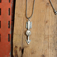 Load image into Gallery viewer, Sterling Silver Skull + Arrow Necklace