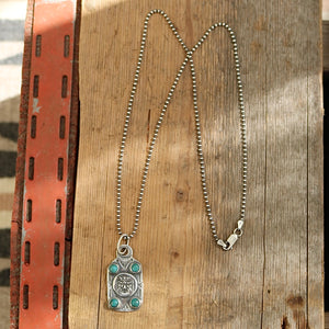 Thunderbird + Cloud Mountain Turquoise Dog Tag Necklace