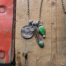 Load image into Gallery viewer, Sonoran Mountain turquoise Feather + Pendant Reworked Necklace