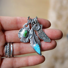 Load image into Gallery viewer, VINTAGE 70s California State pendant + Feather Reworked Necklace