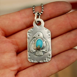 Thunderbird + Nacozari Turquoise Dog Tag Necklace