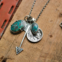Load image into Gallery viewer, Apache Nugget turquoise Pendant + Nickel Reworked Necklace