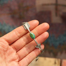 Load image into Gallery viewer, Sterling silver Arrow + Sonoran Mountain Turquoise Bracelet