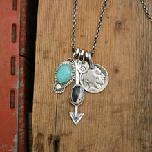 Load image into Gallery viewer, Pilot Mountain Turquoise Pendant + White Buffalo Arrow Pendant Reworked Necklace