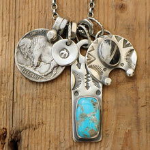 Load image into Gallery viewer, Sierra Bella turquoise Bar Pendant + White Buffalo Naja Pendant Reworked Necklace