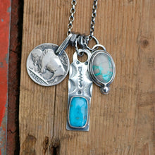 Load image into Gallery viewer, Nacozari turquoise Bar Pendant + Carico Lake Pendant Reworked Necklace