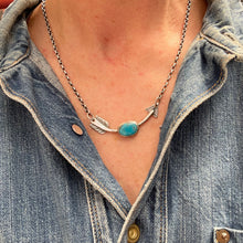 Load image into Gallery viewer, Sterling Silver + Nacozari Turquoise Arrow Necklace