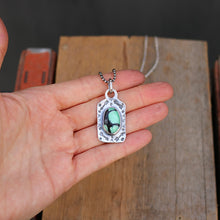 Load image into Gallery viewer, Rose Emerald Variscite Sterling Silver Dog Tag Necklace
