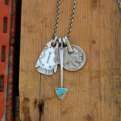 Nacozari turquoise Arrow + Thunderbird Reworked Necklace