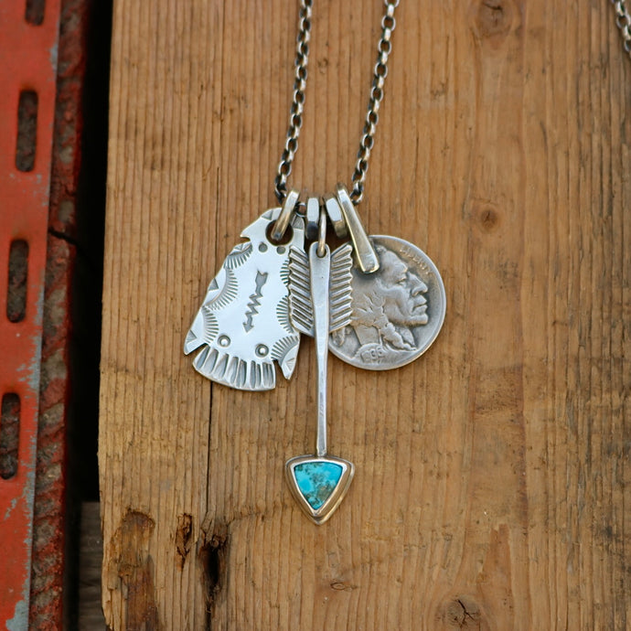 Nacozari turquoise Arrow + Thunderbird Reworked Necklace