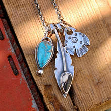 Load image into Gallery viewer, White Buffalo Feather Pendant + Sierra Bella Turquoise Pendant Reworked Necklace